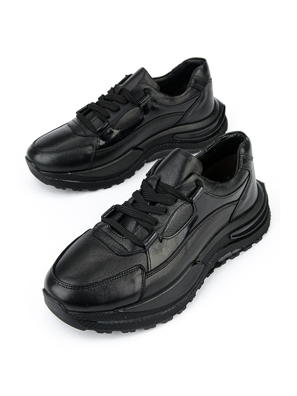 Erkek Hakiki Deri Günlük Sneaker 1611065Z002 Siyah-4