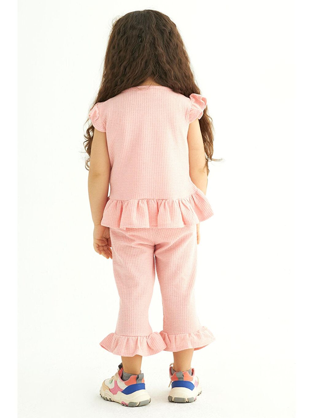 Pembe Bisiklet Yaka Kız Çocuk İkili Takım-6