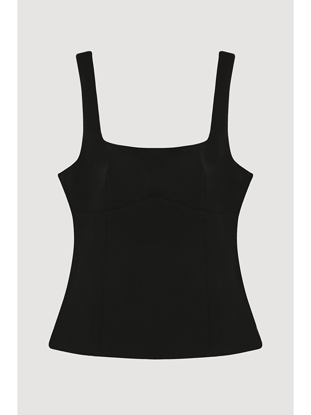 Sırtı Kurdele Detaylı Kare Yaka Askılı  Bluz Siyah-1