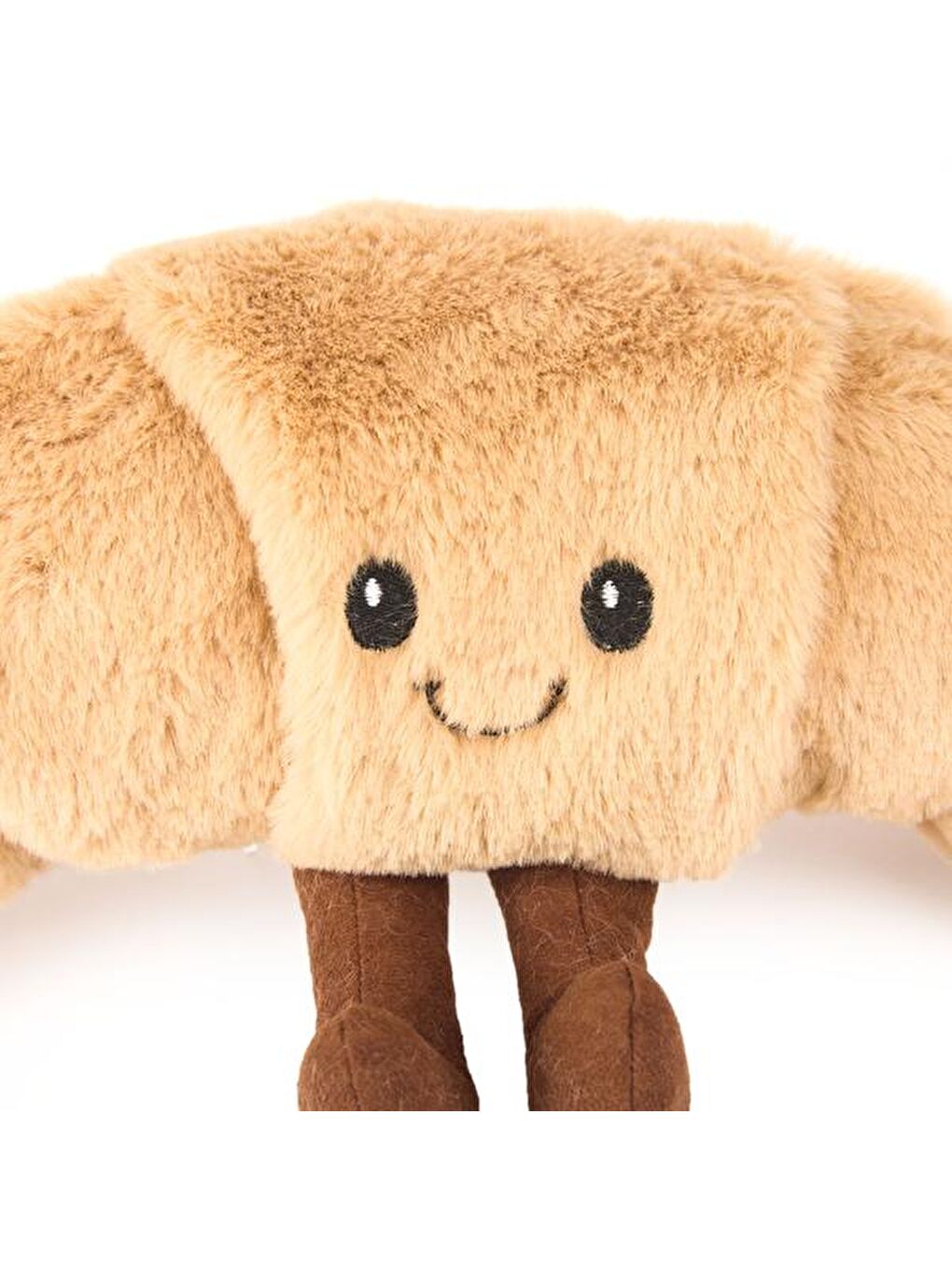 Soft Kruvasan Figürlü Yastık - Kahverengi - 30x15 cm-1