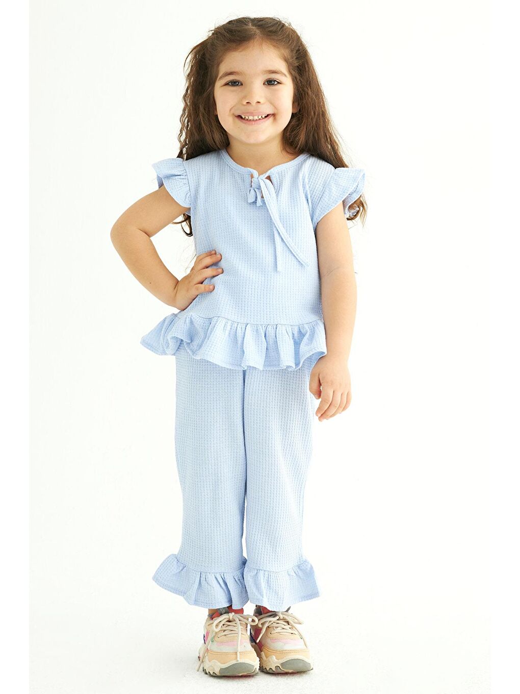 Mavi Bisiklet Yaka Kız Çocuk İkili Takım