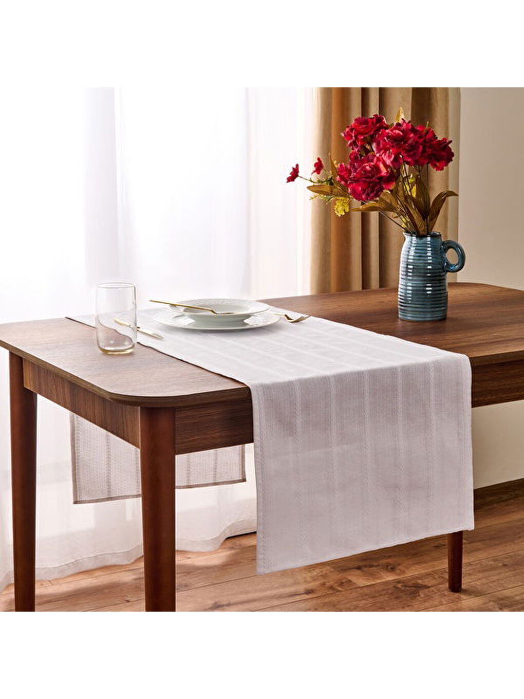 Soft Granny Runner - Beyaz - 40x135 cm