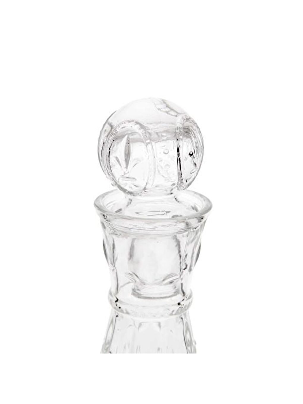 Renksiz Fleur De Lis Kapaklı Karaf - 14x33 cm-1