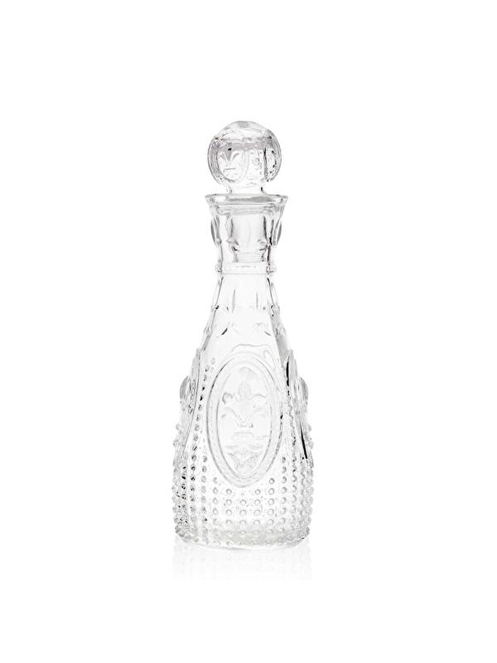 Renksiz Fleur De Lis Kapaklı Karaf - 14x33 cm-2