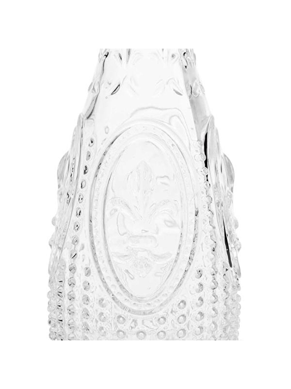 Renksiz Fleur De Lis Kapaklı Karaf - 14x33 cm-3