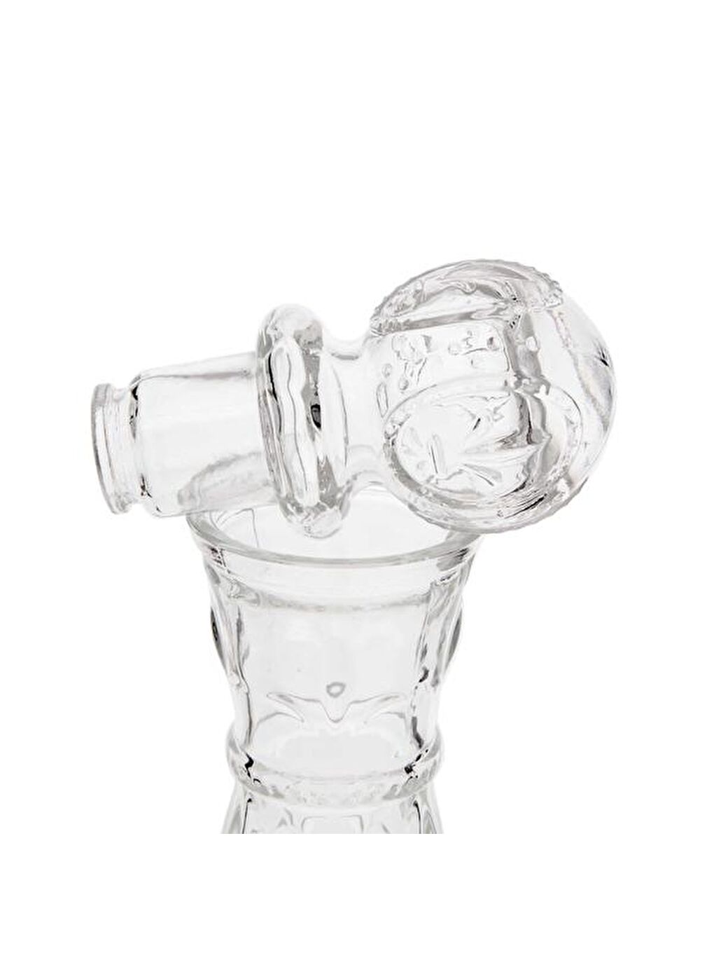 Renksiz Fleur De Lis Kapaklı Karaf - 14x33 cm-4