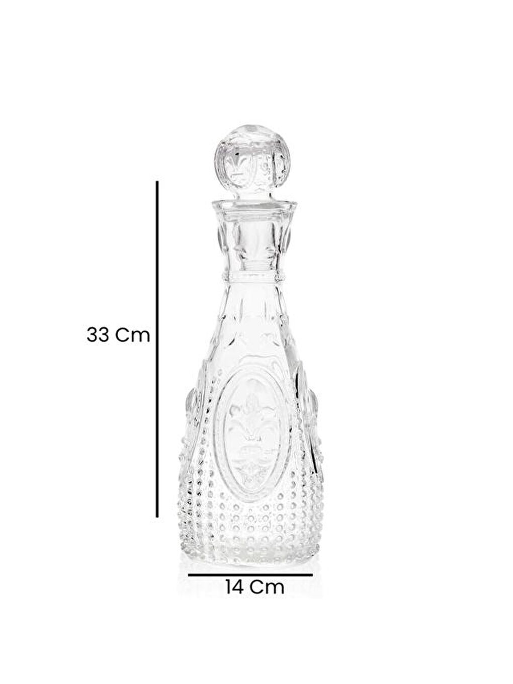 Renksiz Fleur De Lis Kapaklı Karaf - 14x33 cm-5