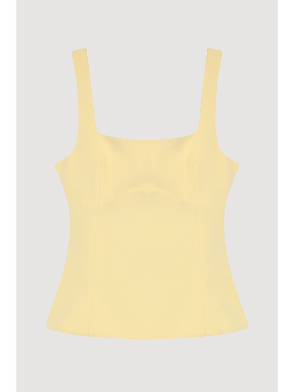 Sırtı Kurdele Detaylı Kare Yaka Askılı  Bluz Sarı-1