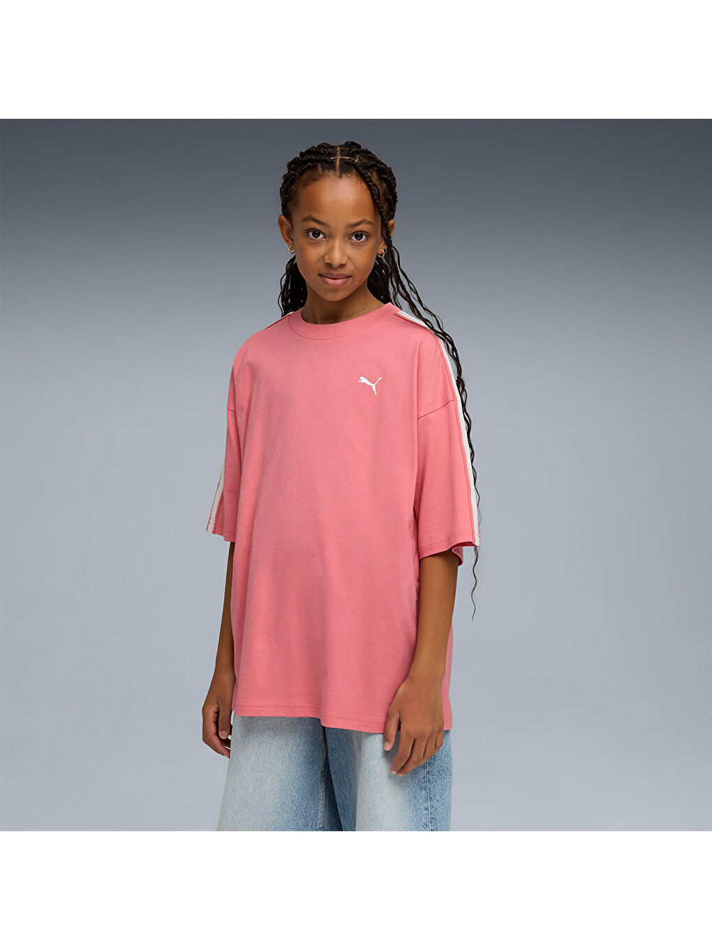 Oversized Graphic Kız Çocuk Pembe Tişört