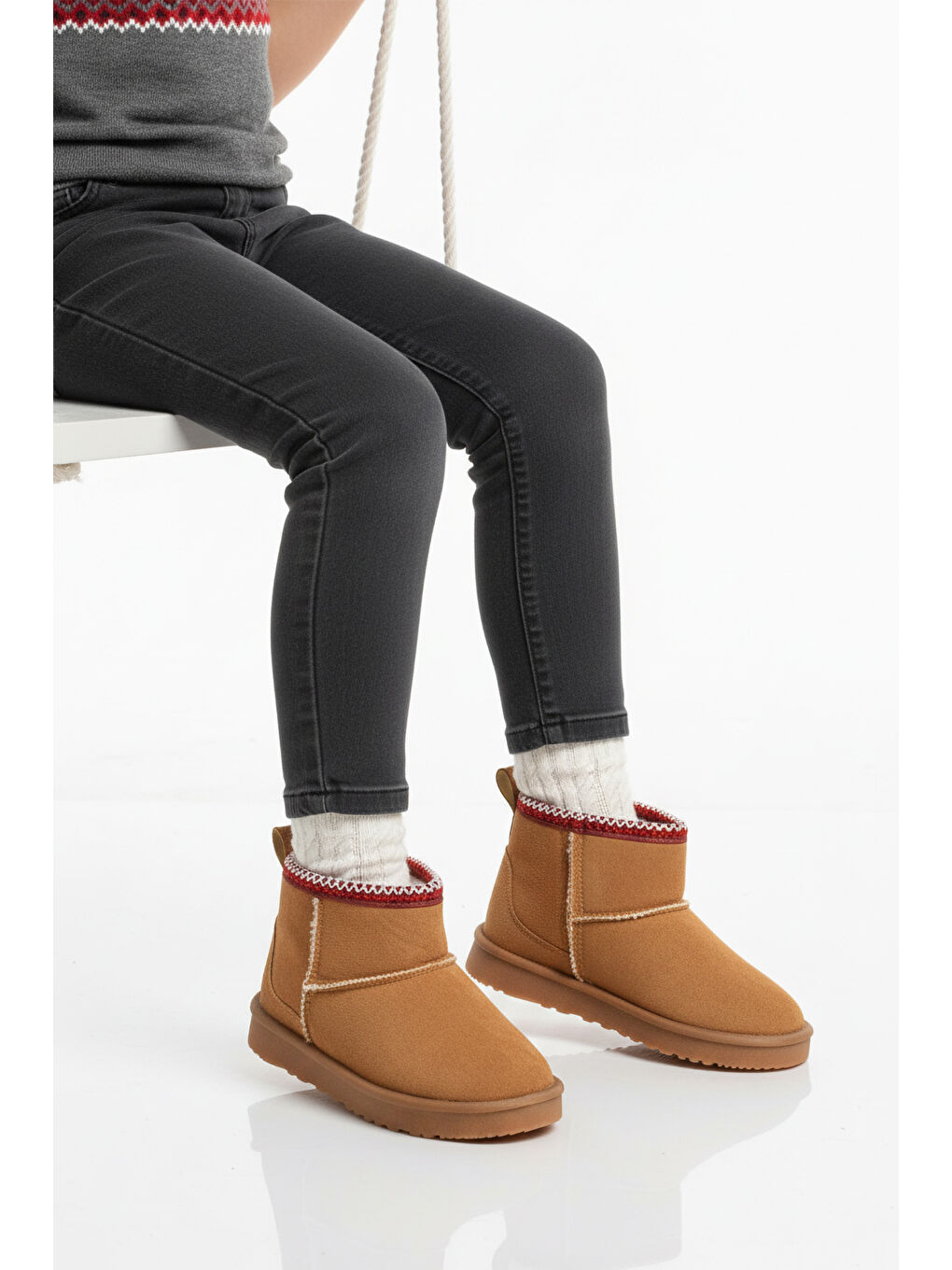 Kahverengi Taba Süet İçi Kürklü Soğuğa Dirençli Kız Çocuk Bot Ugy F
