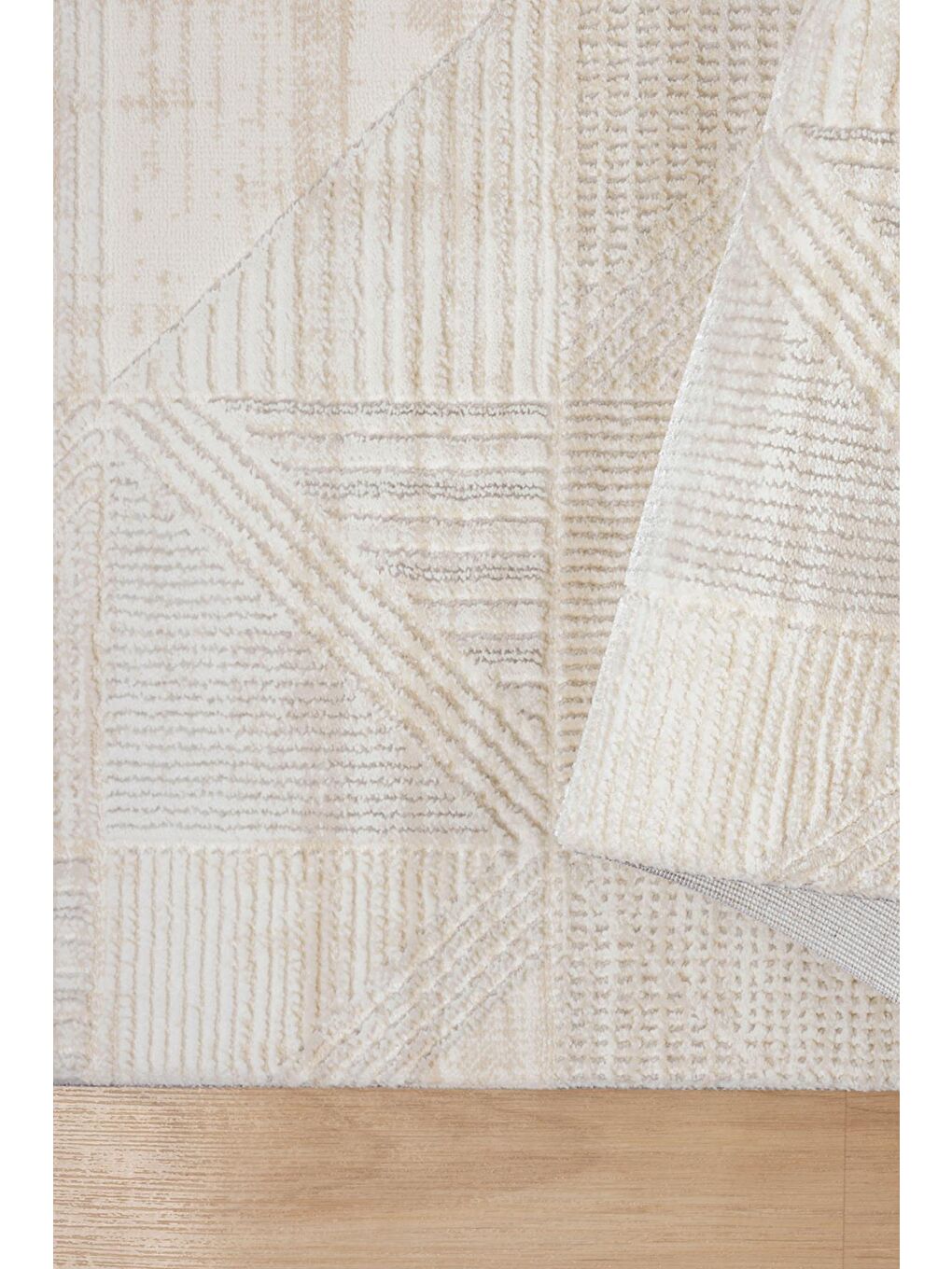 Elex 5211 Bej Renkli Salon Mutfak Oturma Odası Halısı Modern Dokuma Halı-80x150-3