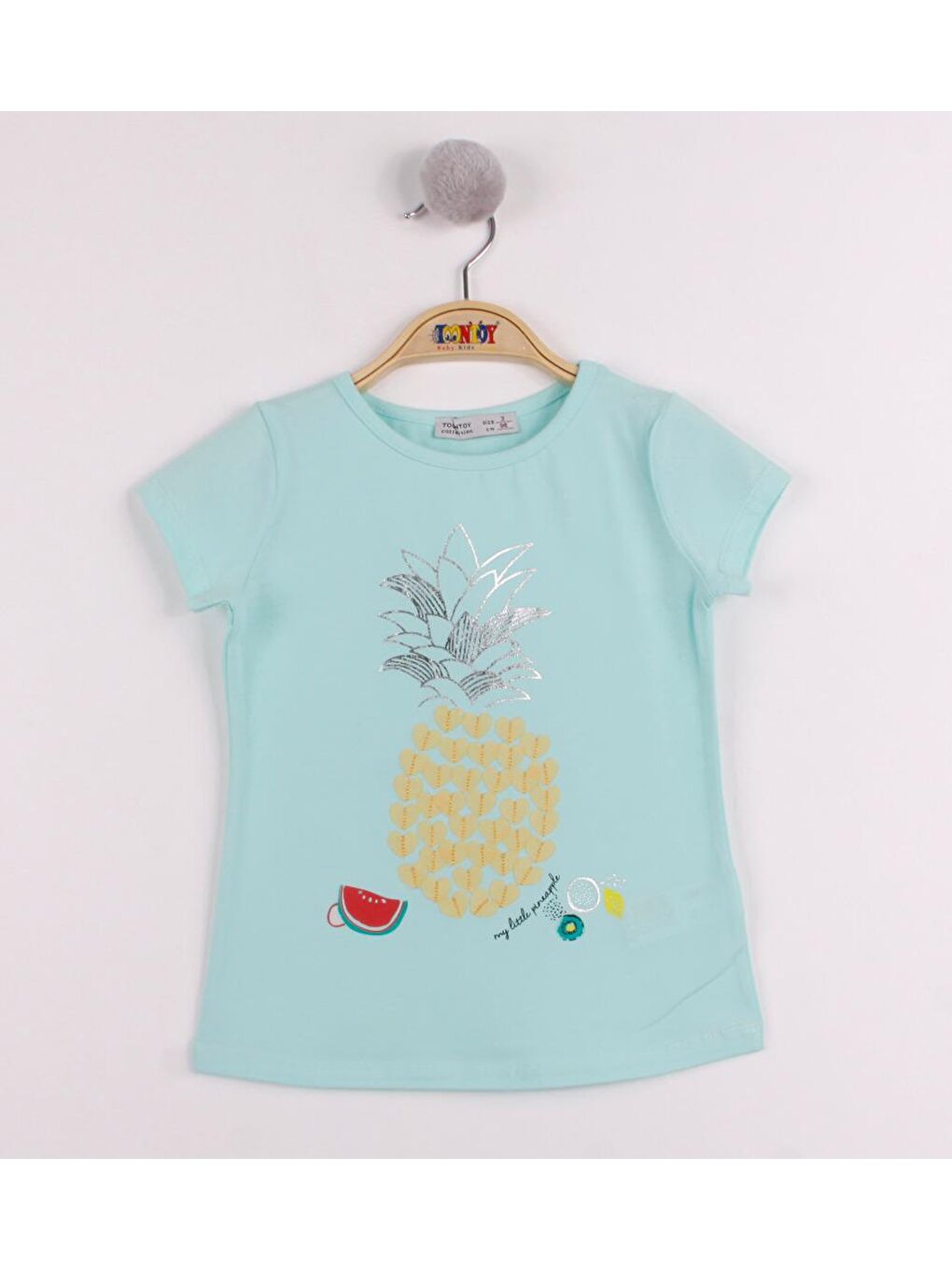 Toontoykids Mint Yeşil Kız Çocuk Ananas Baskılı Tişört