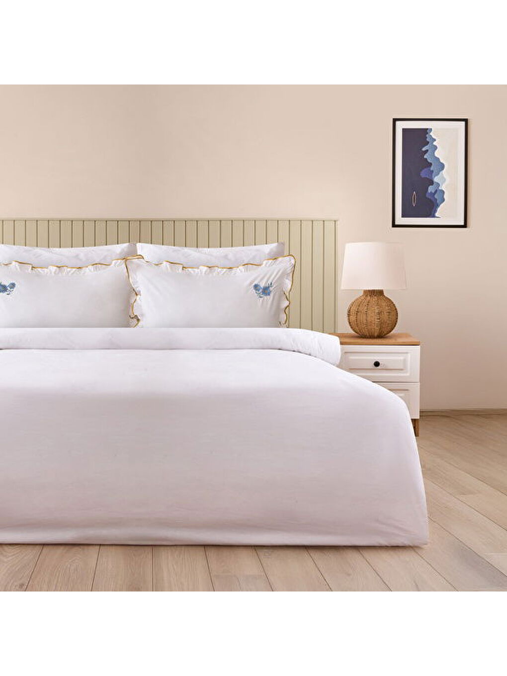 Soft Anthos Çift Kişilik Nevresim Takımı - Beyaz