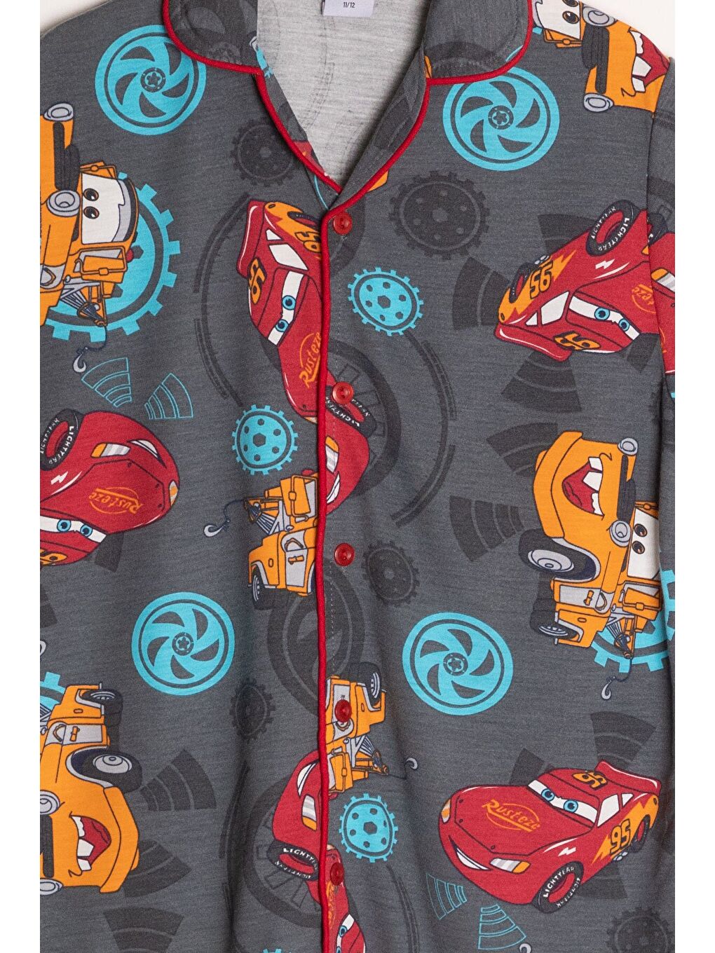 Gri Yarış Arabası Desenli Erkek Çocuk Pijama Takımı 24009-3
