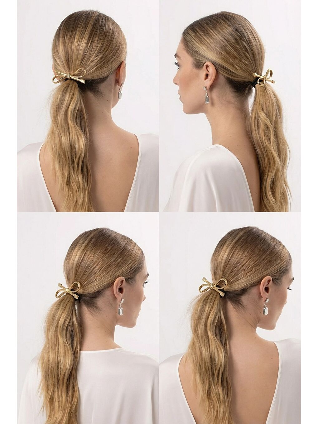 Sarı Gold Fiyonk Aksesuarlı Lastik Toka-1