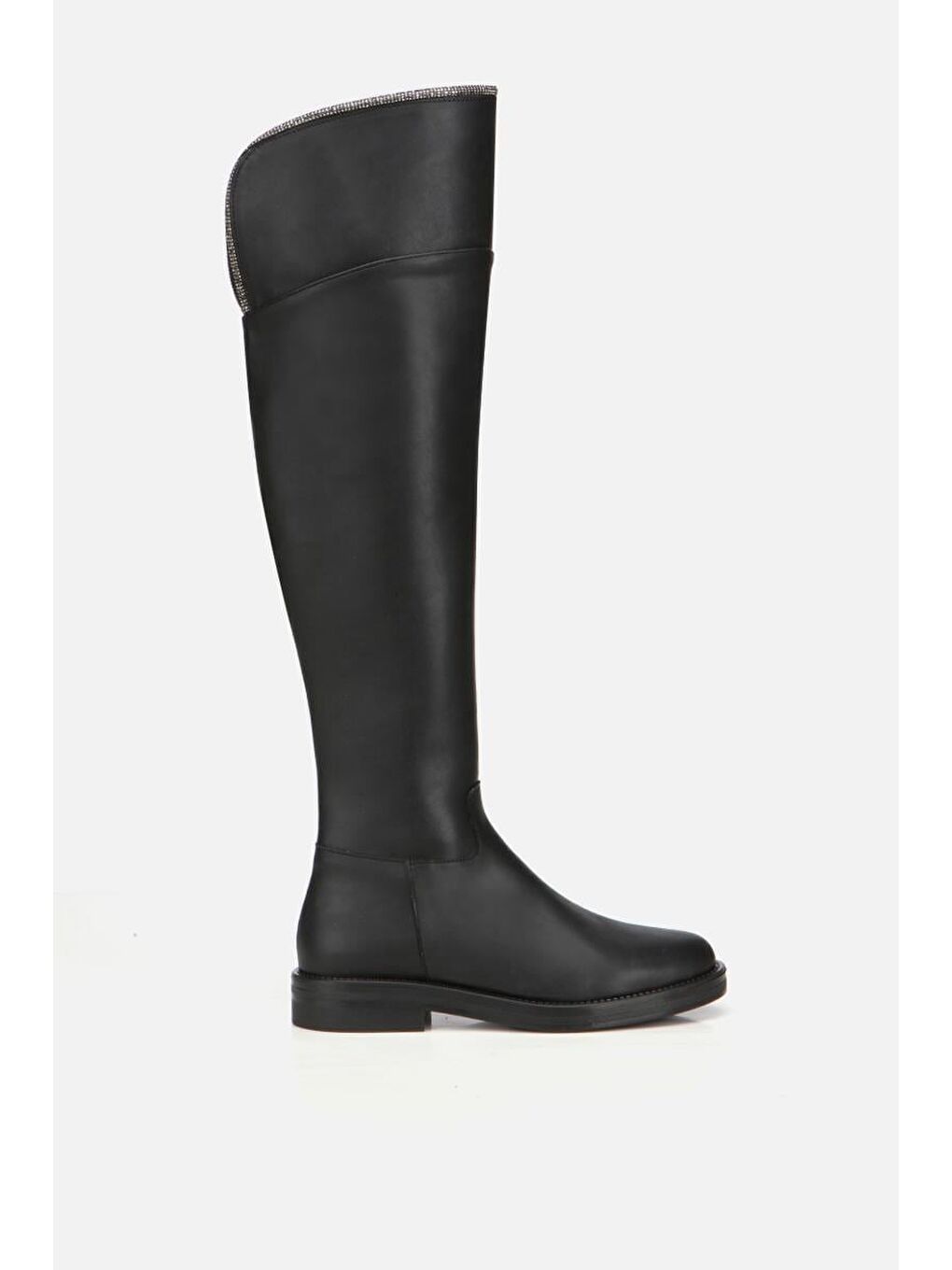 Kadın Siyah Taşlı Düz Çizme