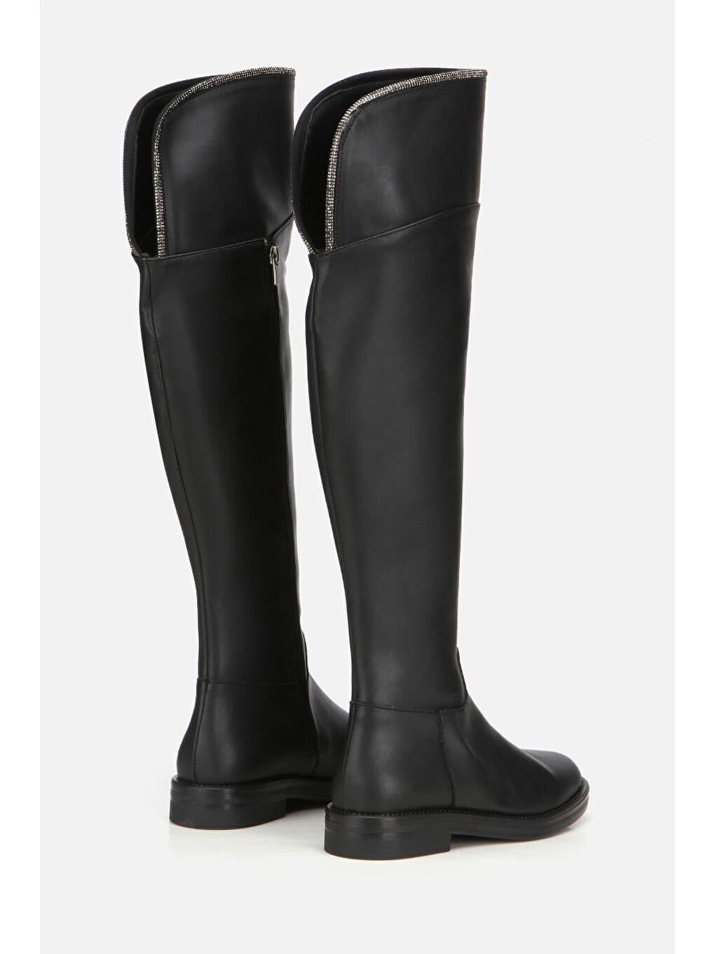 Kadın Siyah Taşlı Düz Çizme-2