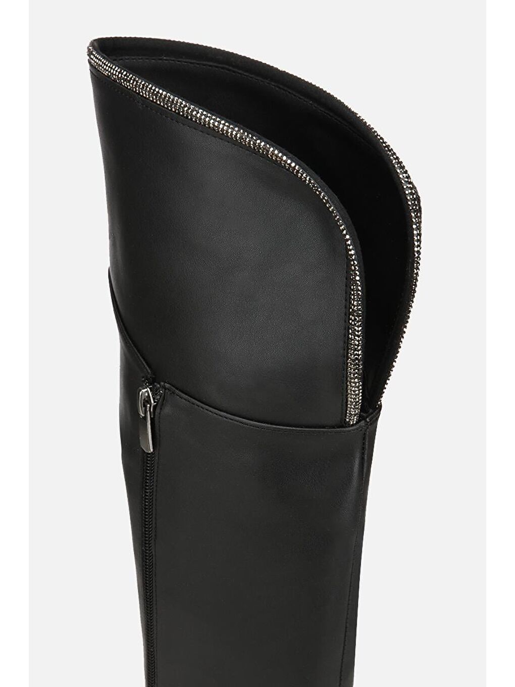 Kadın Siyah Taşlı Düz Çizme-5