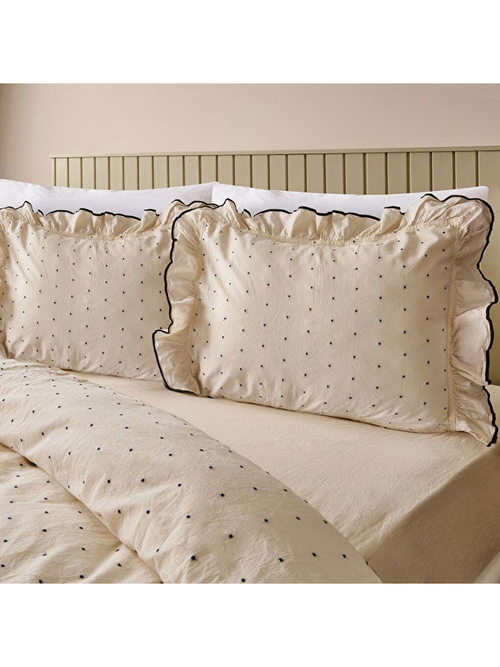 Ekru Soft Volute Çift Kişilik Nevresim Takımı - Krem-2