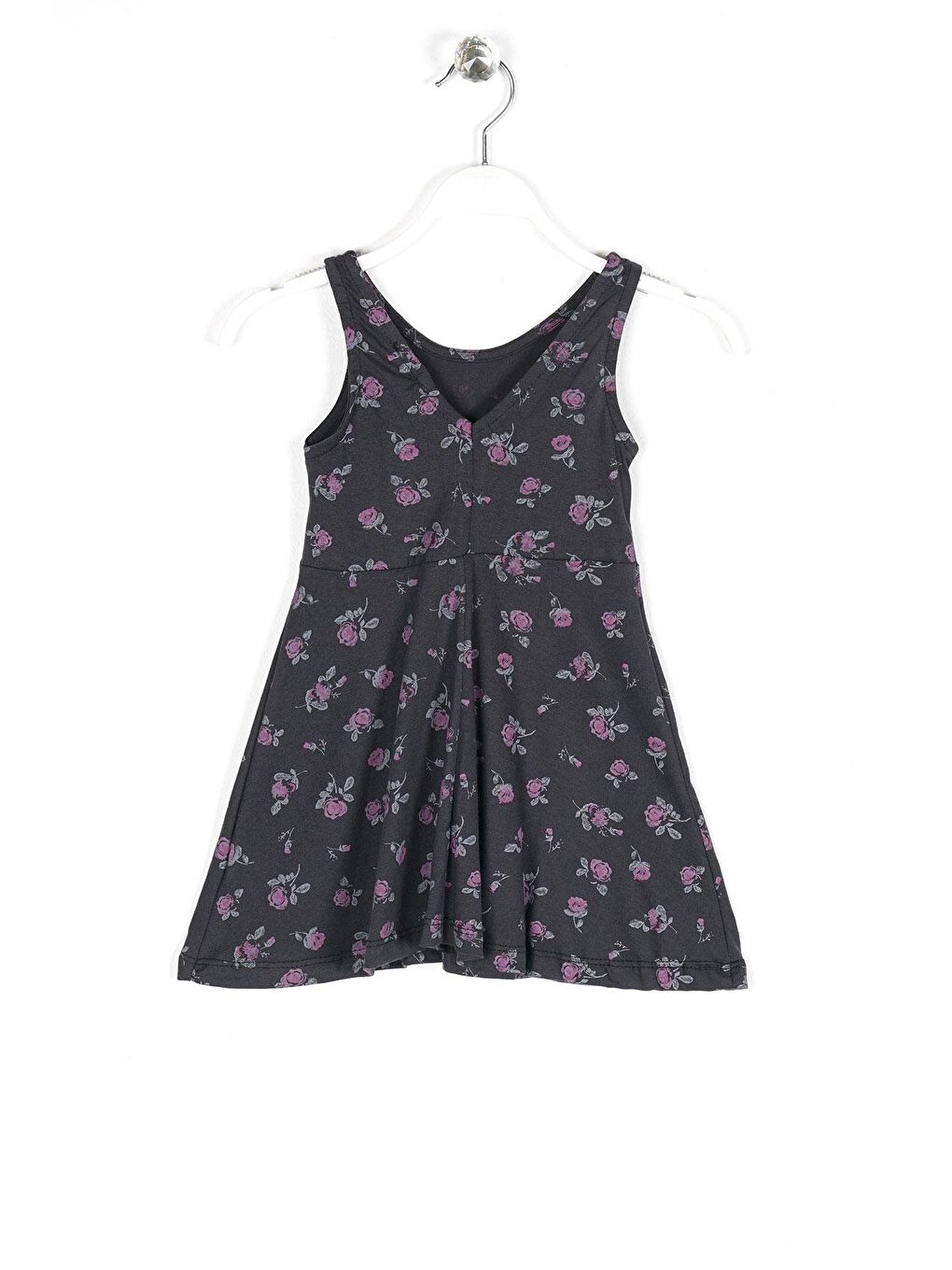 Siyah Yuvarlak Yaka Kız Çocuk Elbise-5