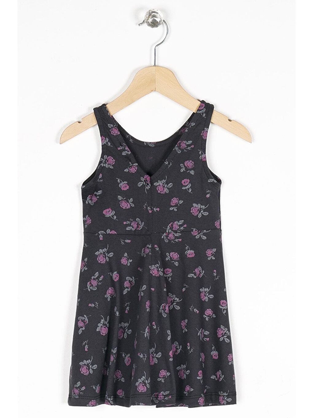 Siyah Yuvarlak Yaka Kız Çocuk Elbise-6