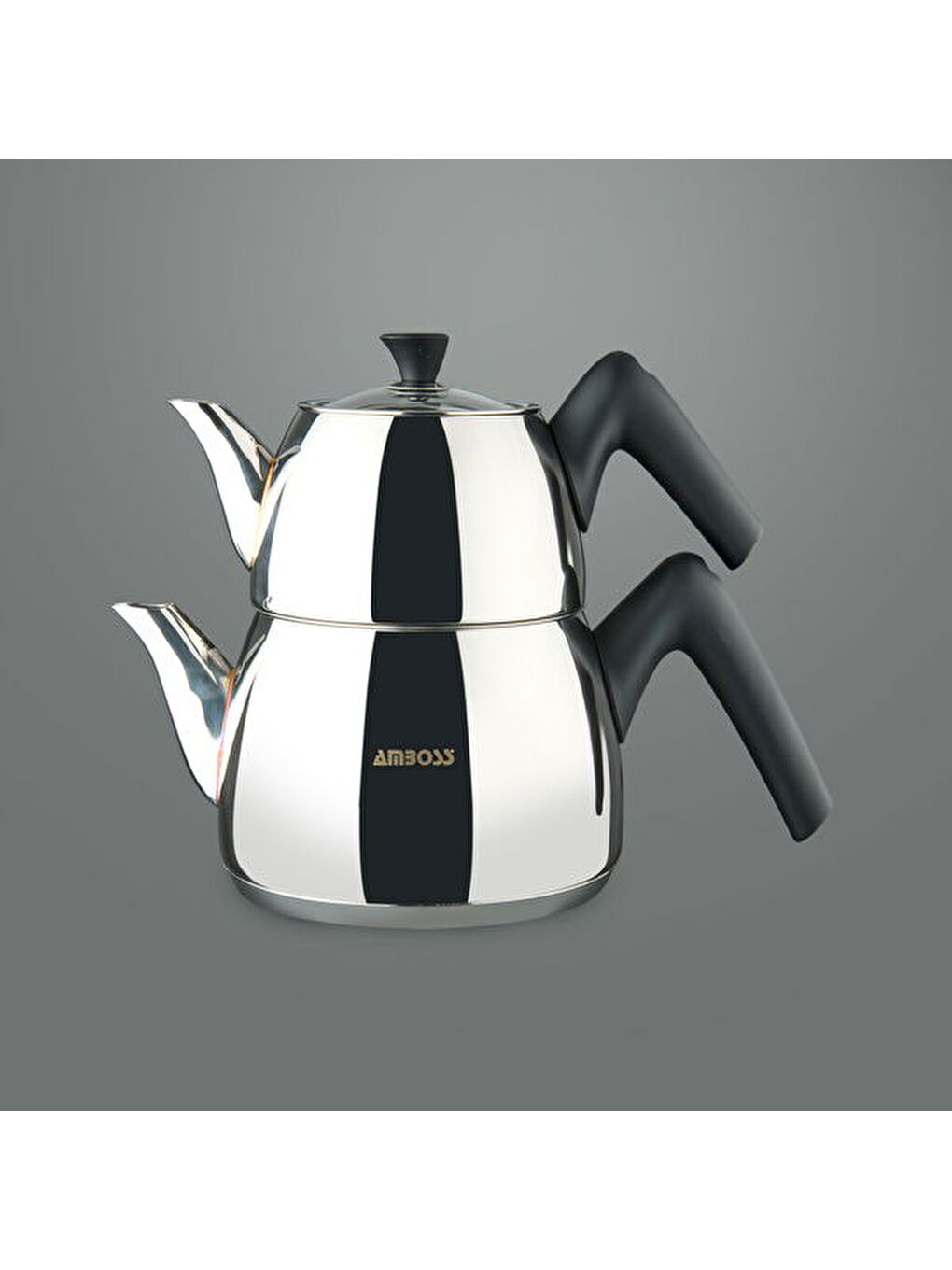 Gri Aquamarine Orta Boy Çaydanlık - Inox / Siyah - 1 lt + 2,1 lt-3