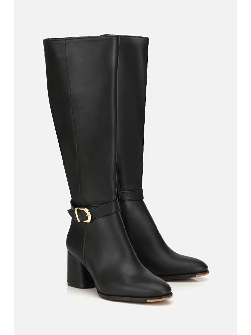 Kadın Siyah Kemer Detaylı Topuklu Çizme-1