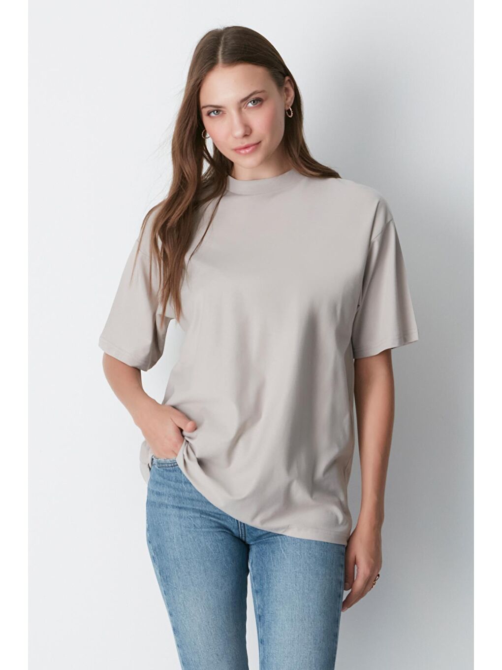 Bisiklet Yaka Kısa Kol 2'Li Casual Basic T-Shirt 961 İndigo/Gri-1