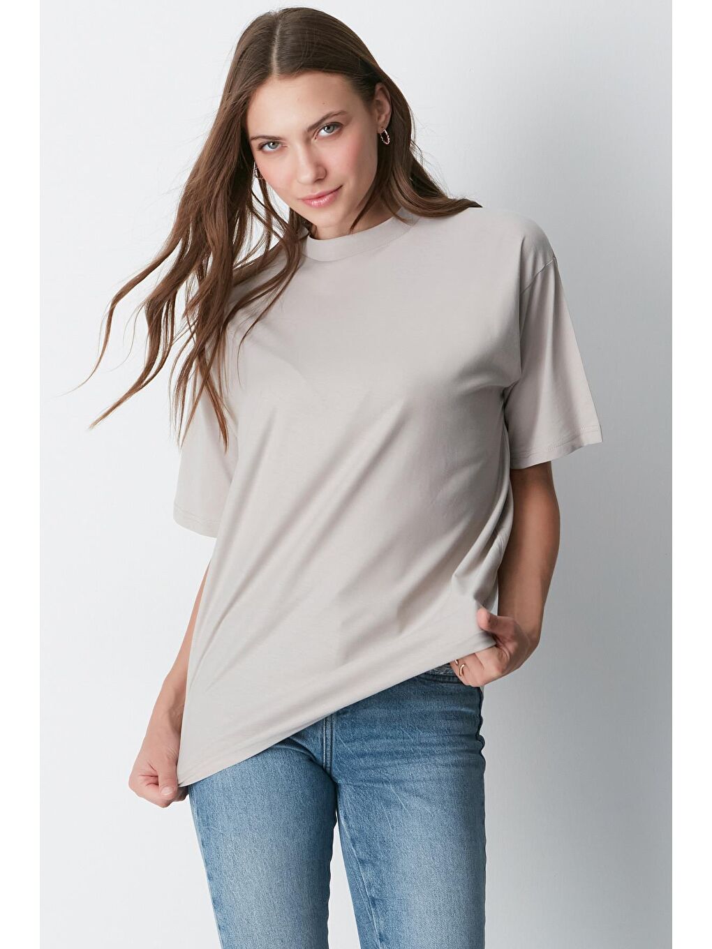 Bisiklet Yaka Kısa Kol 2'Li Casual Basic T-Shirt 961 İndigo/Gri-3