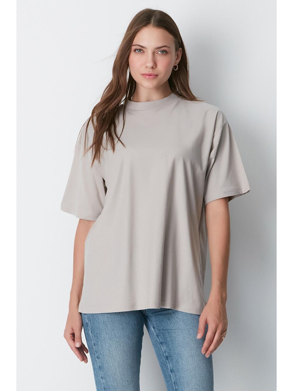 Bisiklet Yaka Kısa Kol 2'Li Casual Basic T-Shirt 961 İndigo/Gri-5