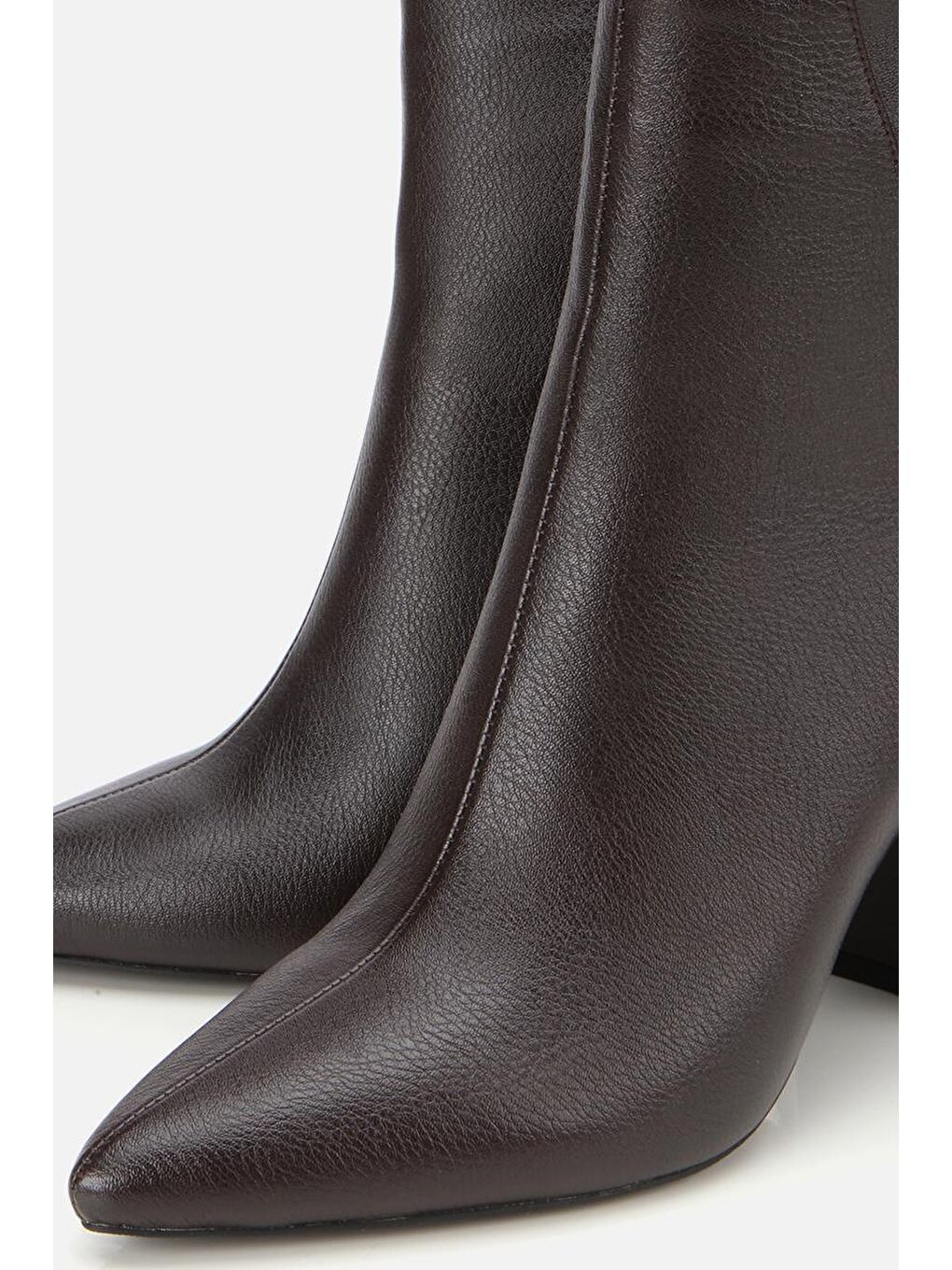 Kadın Kahverengi Fermuarlı Kalın Topuklu Bot-2