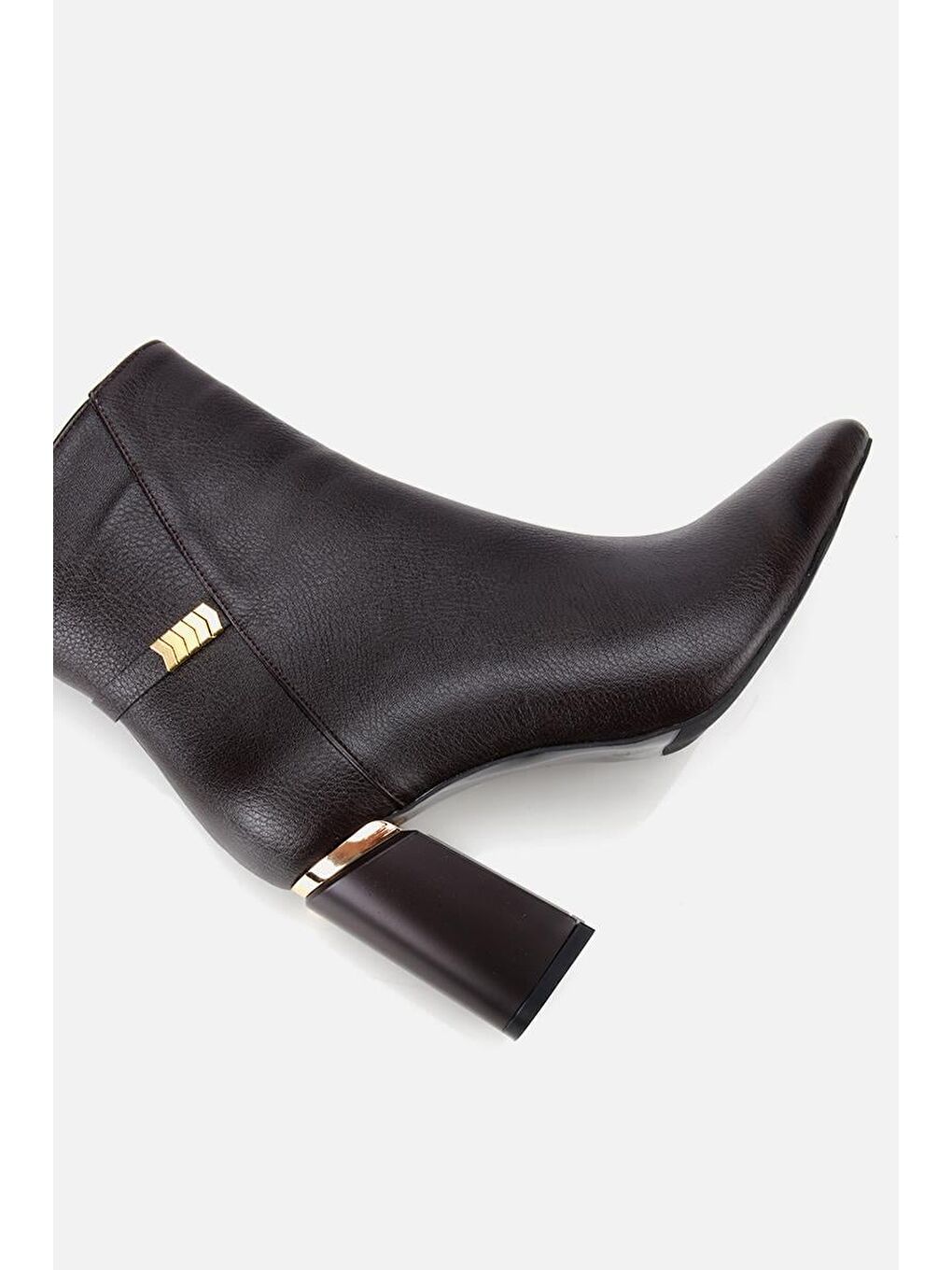 Kadın Kahverengi Fermuarlı Kalın Topuklu Bot-5