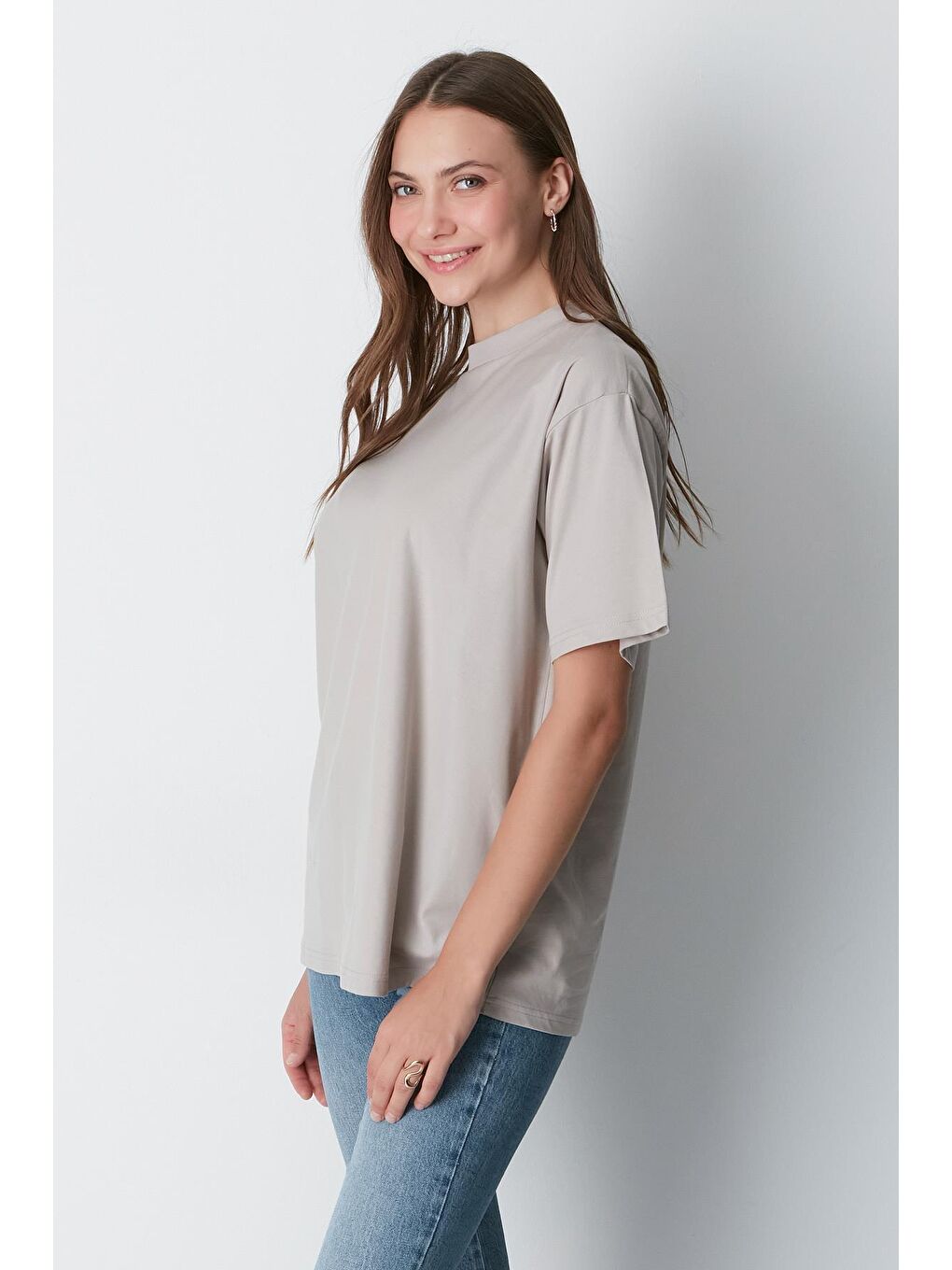 Bisiklet Yaka Kısa Kol 2'Li Casual Basic T-Shirt 961 İndigo/Gri-8