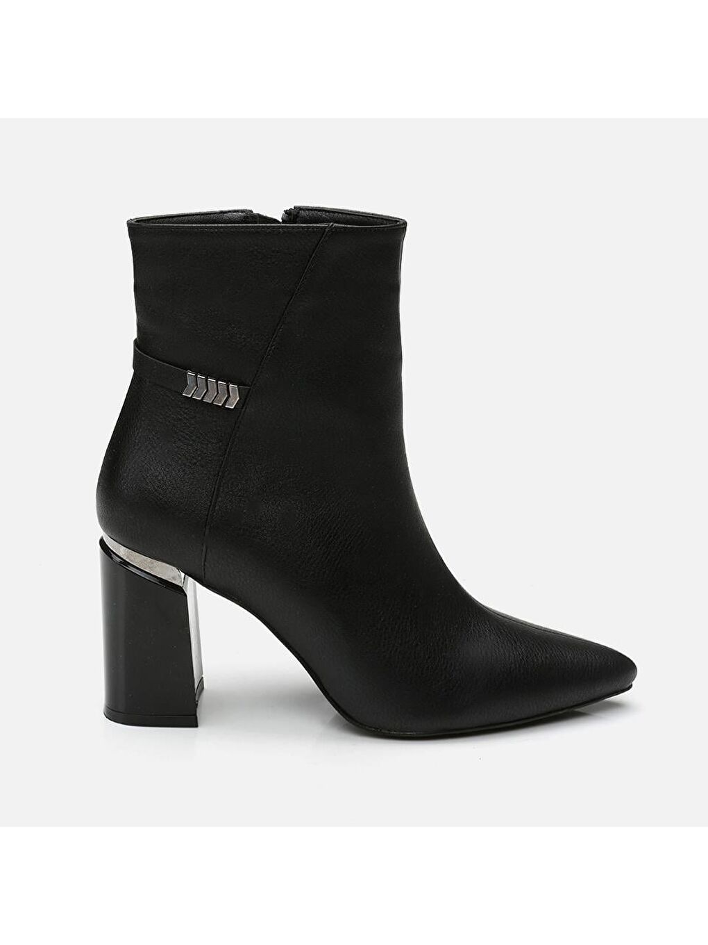 Kadın Siyah Fermuarlı Kalın Topuklu Bot-1
