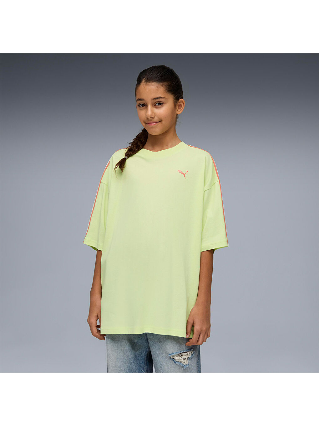 Oversized Graphic Kız Çocuk Yeşil Tişört