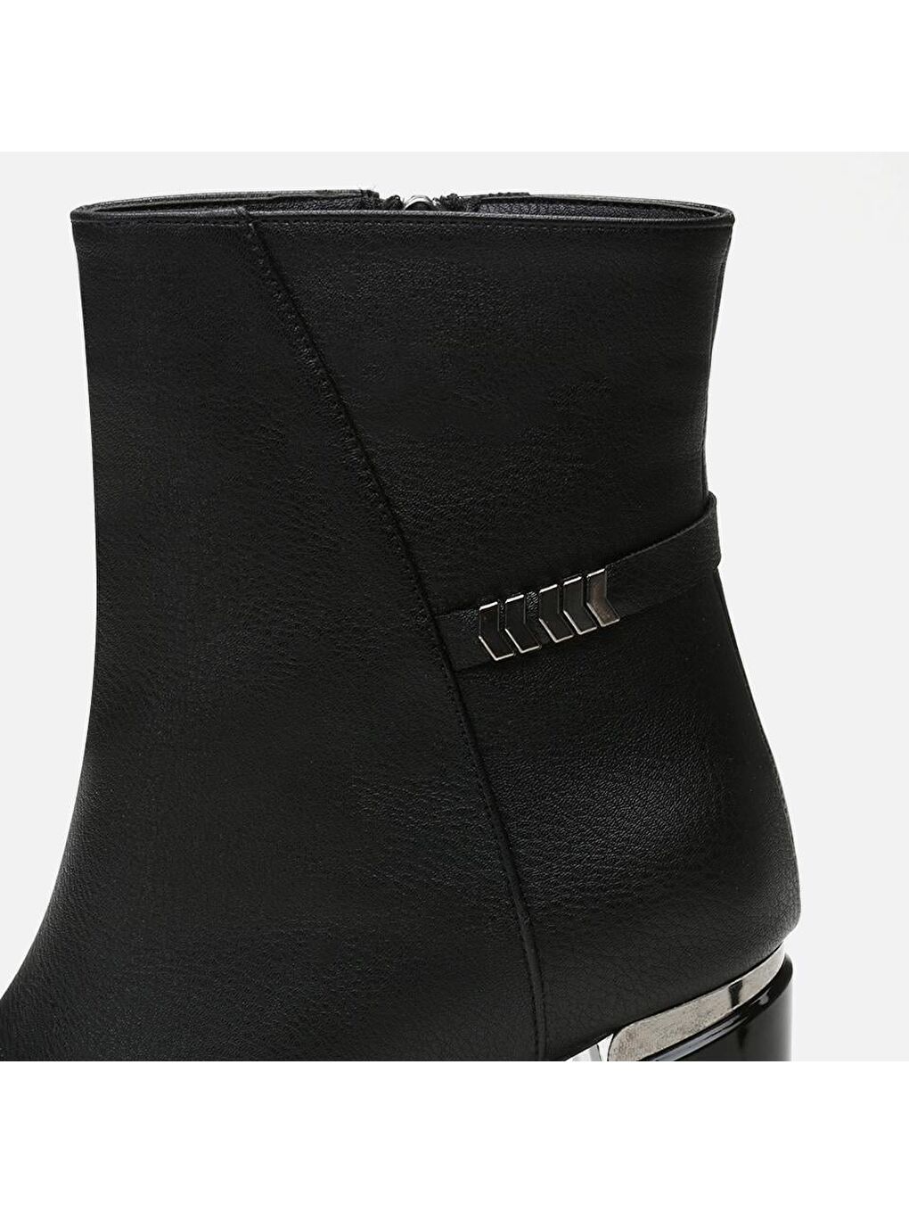 Kadın Siyah Fermuarlı Kalın Topuklu Bot-6