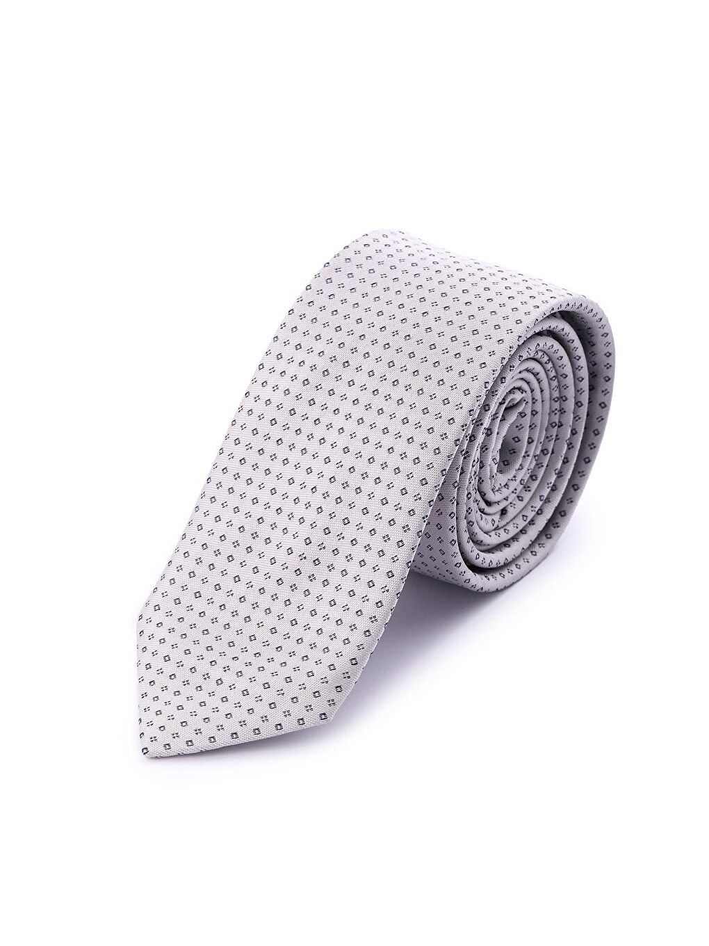 Gri Desenli Klasik Micro Kravat-2