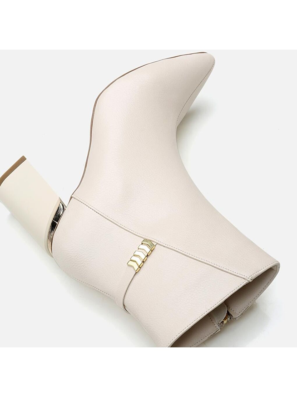 Kahverengi Kadın Kemik Fermuarlı Kalın Topuklu Bot-6