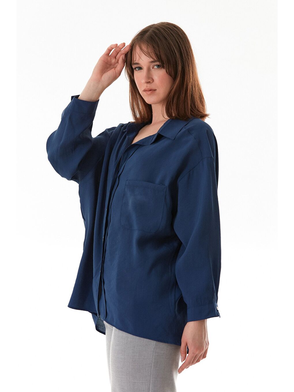 Lacivert Basic Arkası Uzun Salaş Gömlek-2