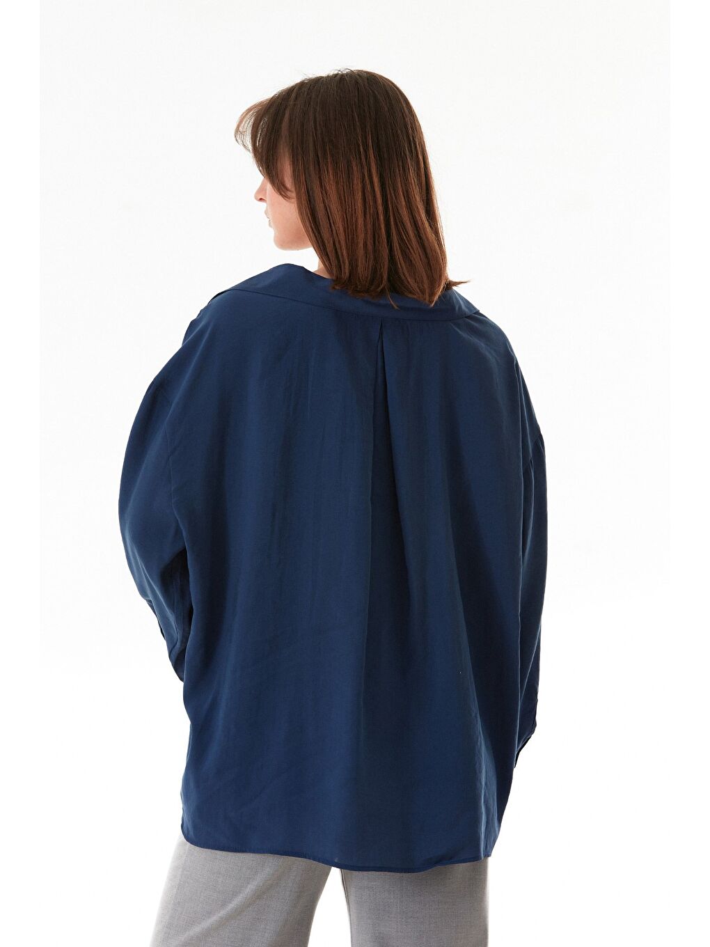 Lacivert Basic Arkası Uzun Salaş Gömlek-3