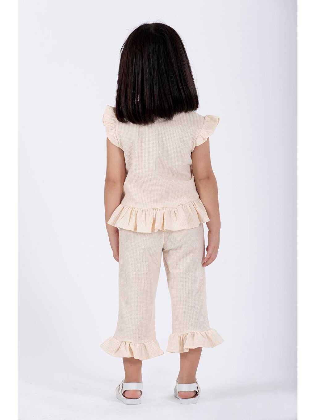 Ekru Bisiklet Yaka Kız Çocuk İkili Takım-3