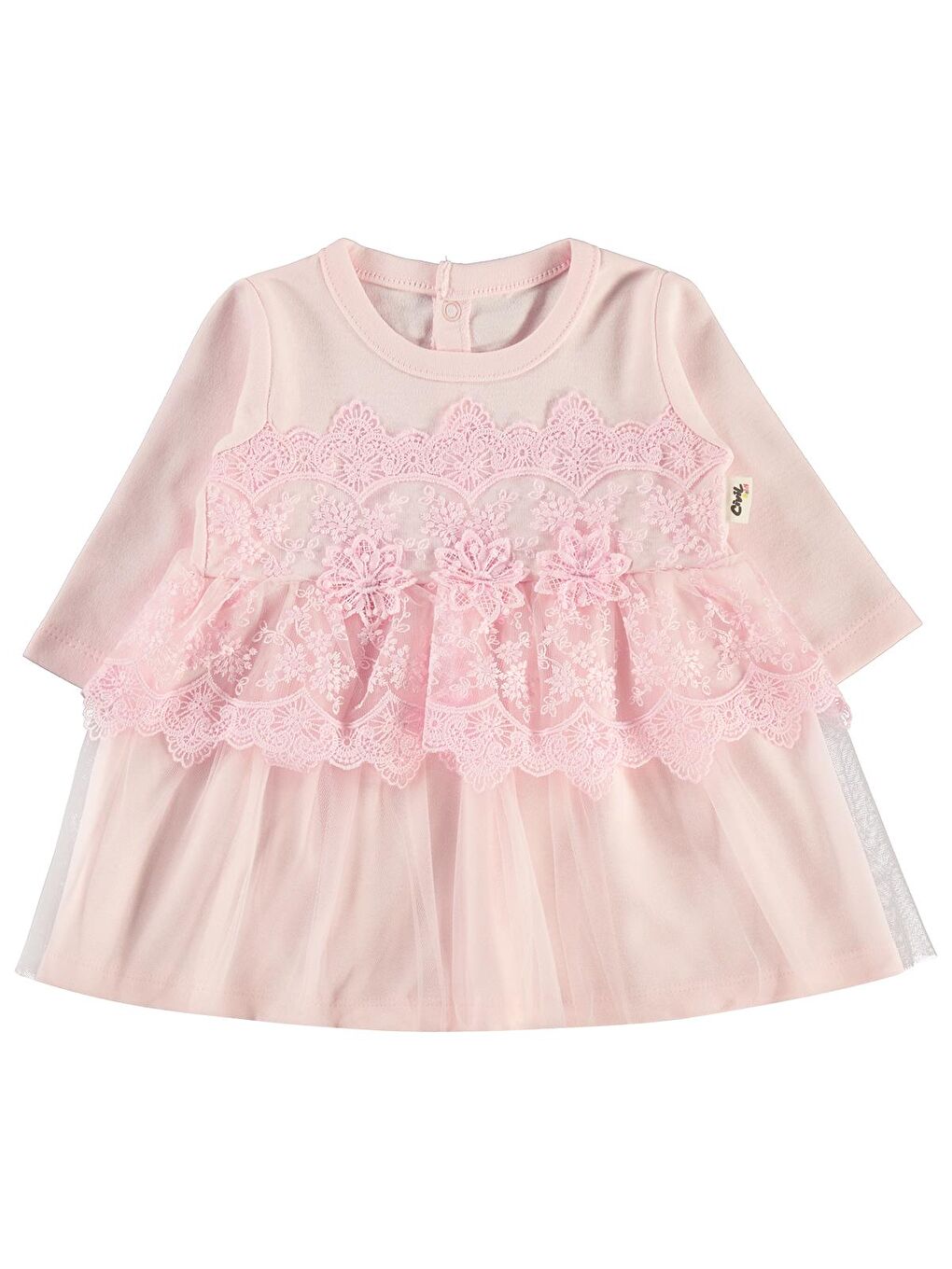 Baby Fırfır Tüllü 3-12 Ay Elbise - Pembe 12-18 Ay