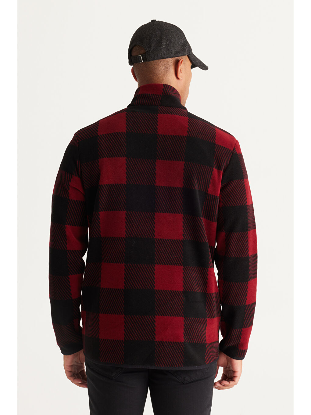 Erkek Bordo-Siyah Standart Fit Normal Kesim Bato Yaka Polar-7