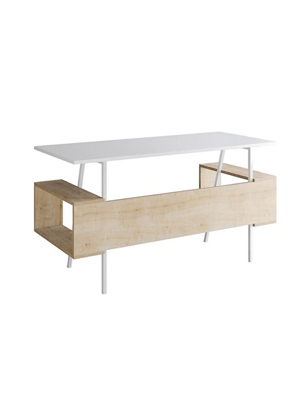 Kahverengi Tori Çalışma Masası - Safir Meşe / Beyaz - 140 cm-1