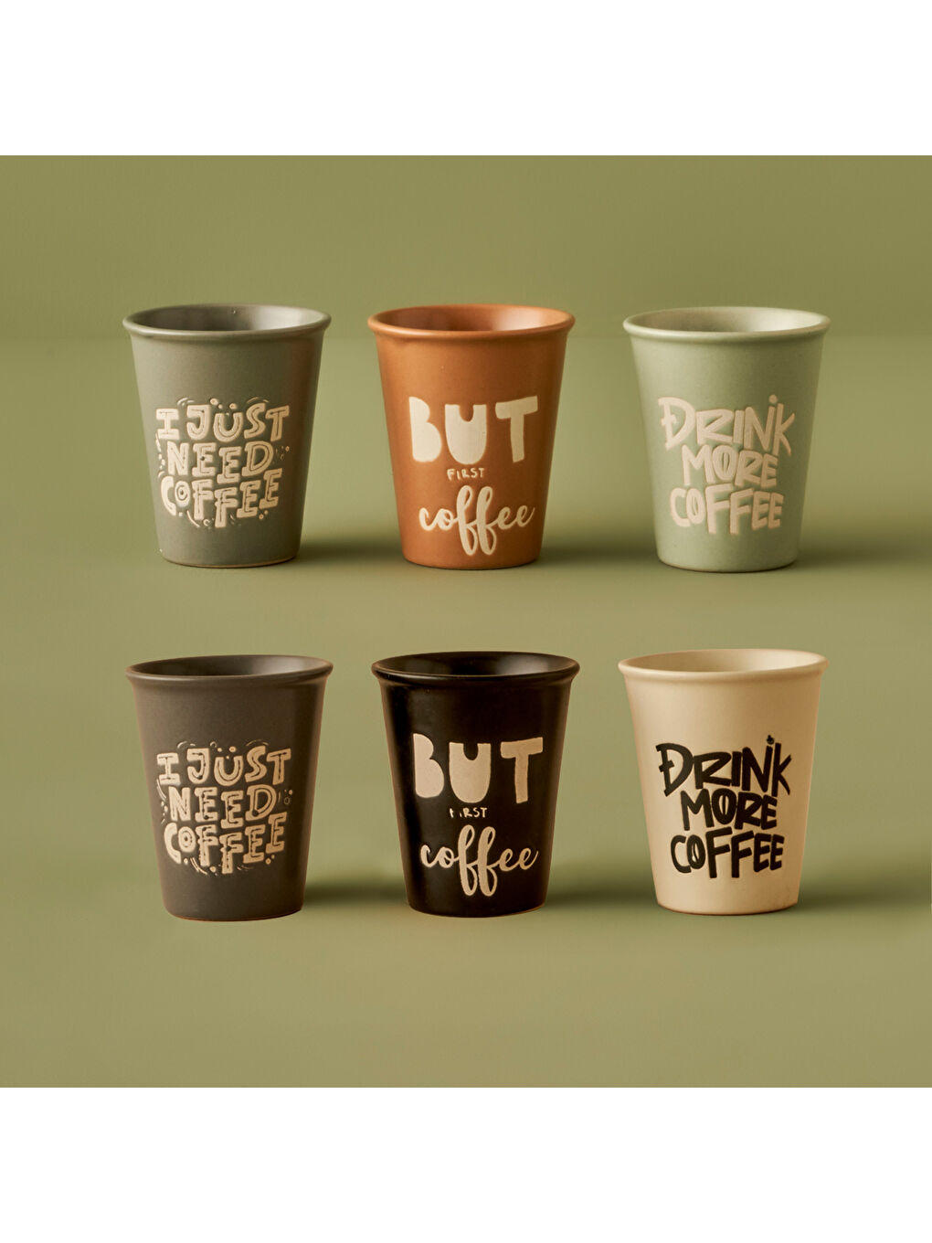 Bella Maison Karişik Need Stoneware Espresso Fincanı 6'lı (100 cc)