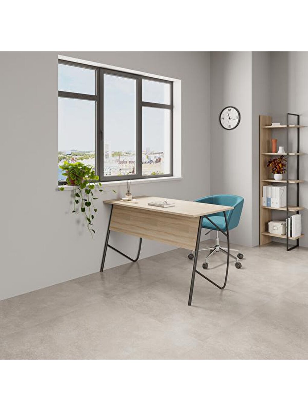 Kahverengi Halley Çalışma Masası - Sonoma / Siyah - 74x60x120 cm-2