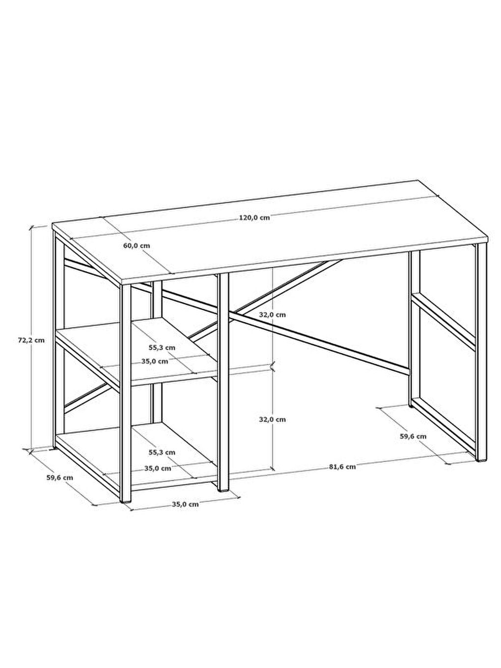 Kahverengi Athena Çalışma Masası - Sepet-1