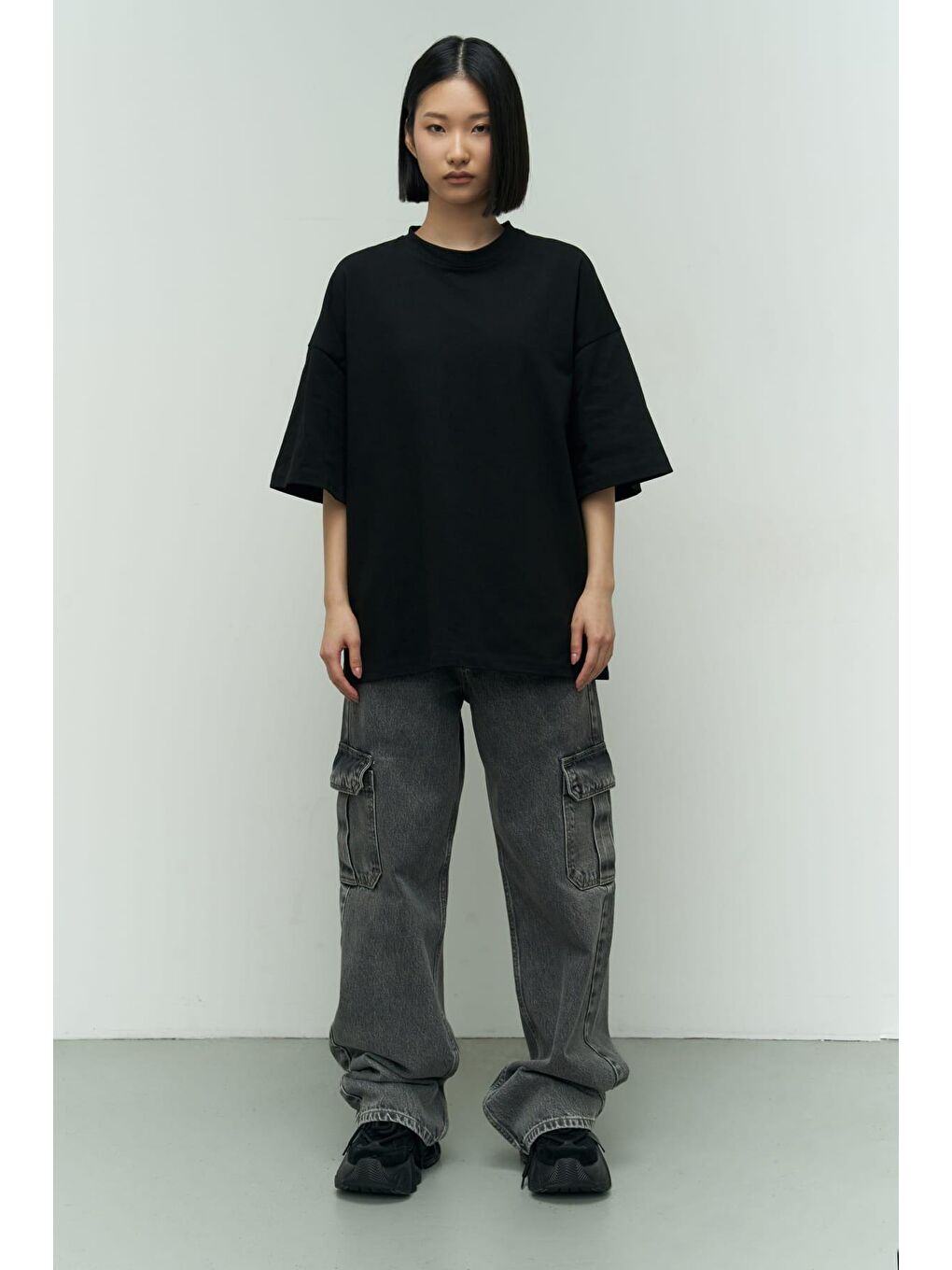 Mai Collection Eat Sleep Siyah Oversize T-Shirt - 1