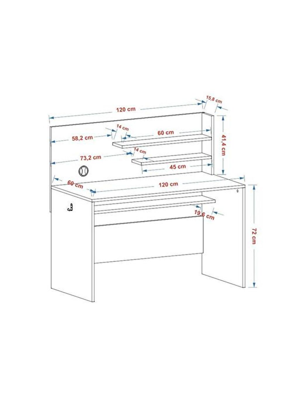 Kahverengi Genesis Çalışma Masası - Safir Meşe / Beyaz-1