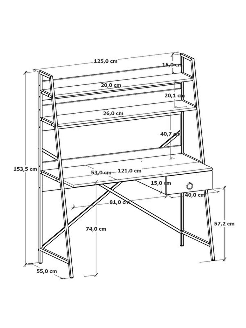Kahverengi Samba Çalışma Masası - Sepet / Siyah-5